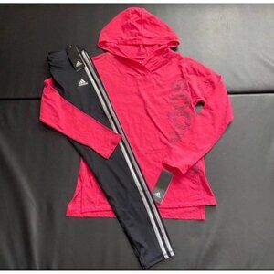 NWT Adidas Hooded Tunic & Leggings Set Girls Youth Size Large